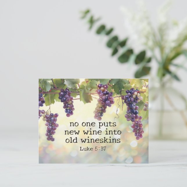 Luke 5:37 New Vin in Old Wineskins Bible Card (Stående Fram)