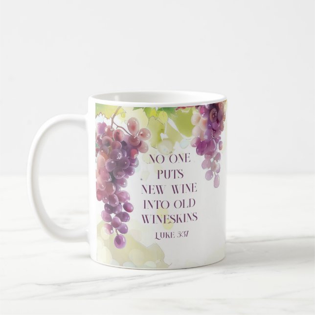 Luke 5:37 New Vin in Old Wineskins Bible Verse Kaffemugg (Vänster)