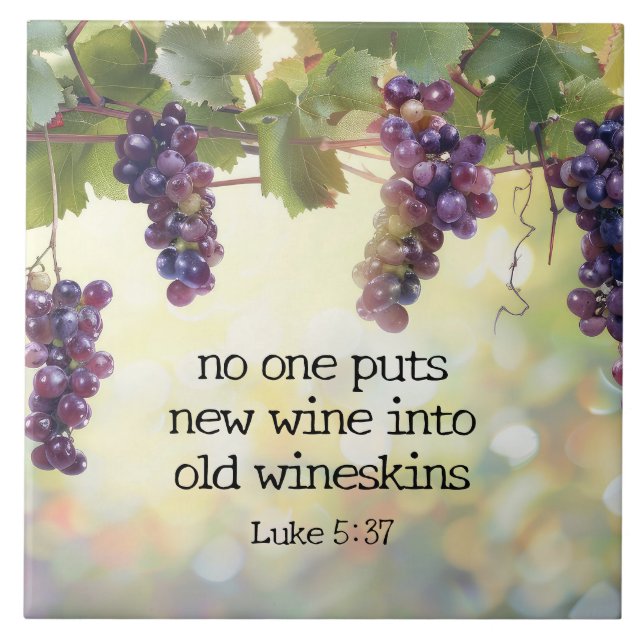 Luke 5:37 New Vin in Old Wineskins Bible Verse Kakelplatta (Framsidan)