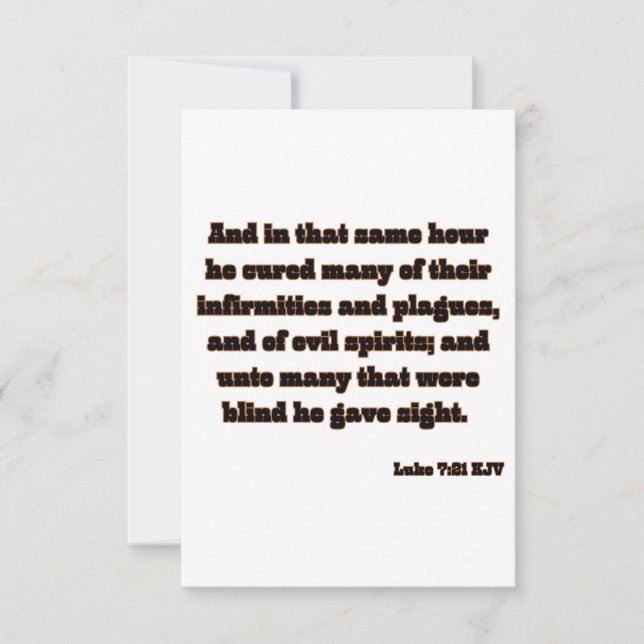 Luke 7:21 KJV Bible Scripture Hälsning Kort (Framsida)