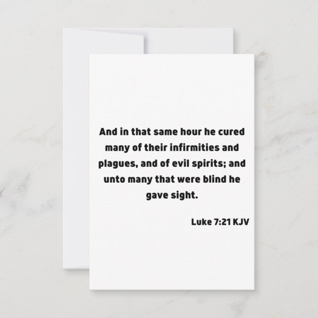 Luke 7:21 KJV Bible Verse Flat Greeting Card Kort (Framsida)