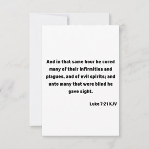 Luke 7:21 KJV Bible Verse Flat Greeting Card Kort