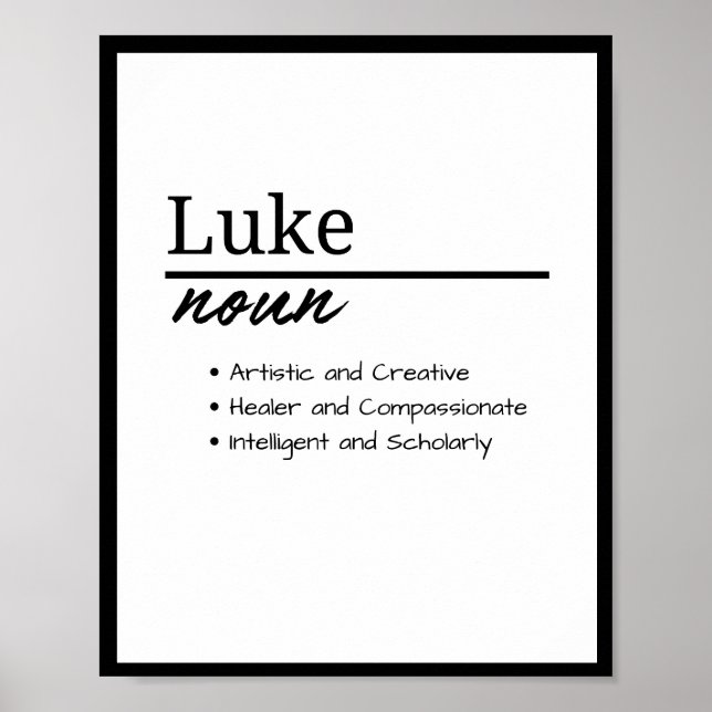 Luke, Boy Personlig Namn Definition Poster (Framsidan)