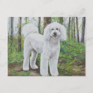 Luke Golden Doodle Hund Art Postcard Vykort