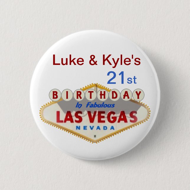 Luke & Kyle's 21:a Las Vegas Birthday Button Knapp (Framsida)