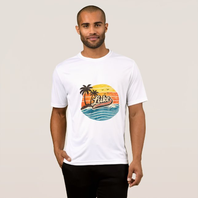 Luke Retro Solnedgång Namn Design T Shirt (Hel framsida)