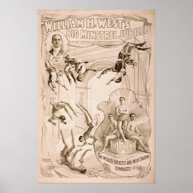 Lukens Gymnist Aerialist Act VAUDEVILLE Poster (Framsidan)