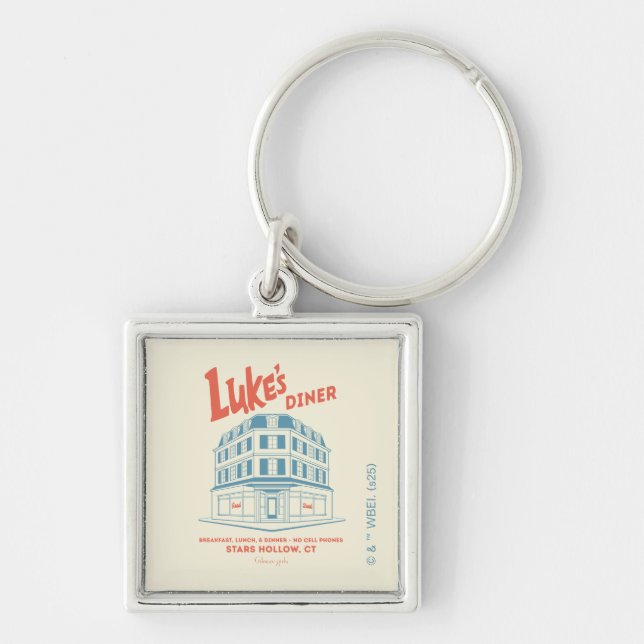 Luke's Middag Stars Hollow Design Fyrkantig Silverfärgad Nyckelring (Framsidan)