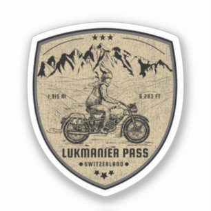 Lukmanier Pass schweizisk-alperna motorcykeltur c Klistermärken