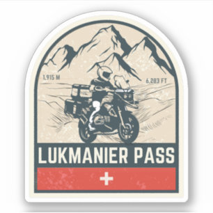 Lukmanier Pass schweiziska-alperna motorcykeltur Klistermärken