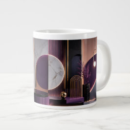 Luksuriös Abstrakt Geometrisk Rik Lila och Guld Jumbo Mugg