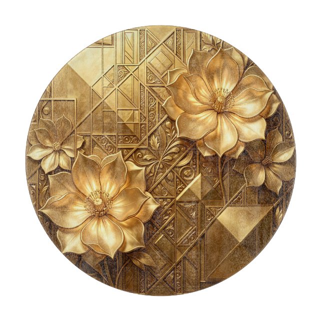 Luksuriös Art Deco Blommig Präglad Mönster i Guld (Framsidan)