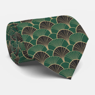 Luksuriös Art Deco-geometrisk design i smaragdgrön Slips
