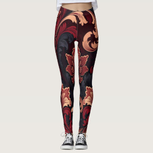 Luksuriös Barock Blommig Virvel Mönster Design Leggings