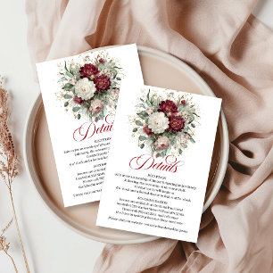 Luksuriös Boho Burgunder Blommig Eukalyptus Inform Tilläggskort