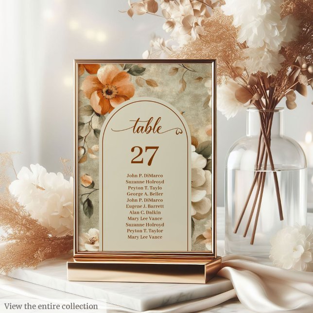 Luksuriös Boho Terrakotta Beige Oliv Trumnummer Bordsnummer (Luxurious Boho Terracotta Beige Olive Table Number)
