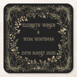 Luksuriös guld- och svart sepia blommig finish underlägg papper kvadrat