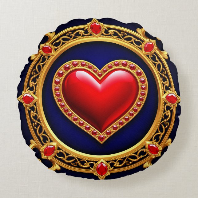 Luksuriös Guldhjärteram Rund Kudde (Framsidan)