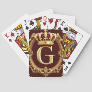 Luksuriös guldram med krönt monogram casinokort