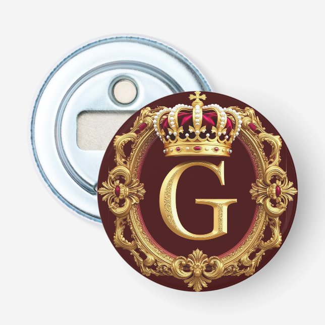 Luksuriös guldram med krönt monogram flasköppnare (Framsidan)