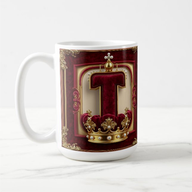 Luksuriös guldram med krönt monogram kaffemugg (Vänster)