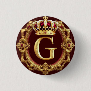 Luksuriös guldram med krönt monogram knapp