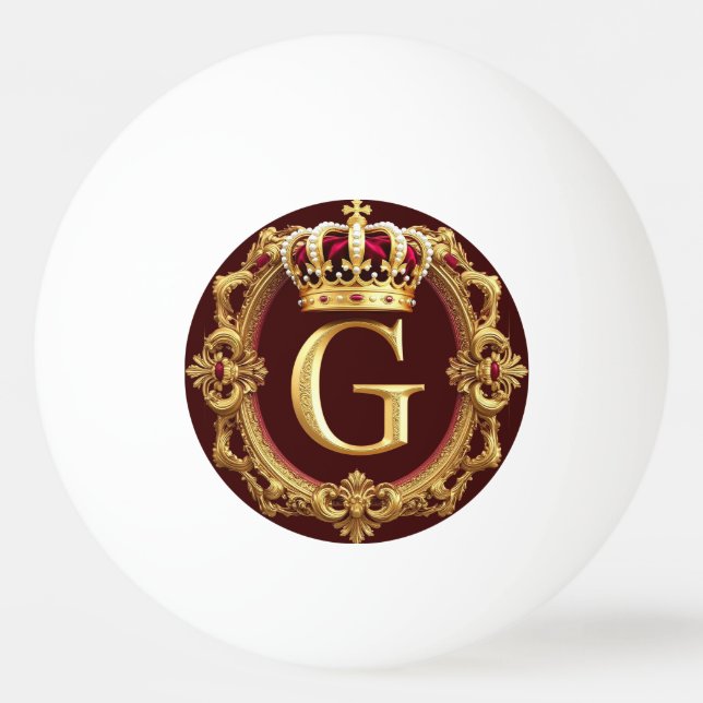 Luksuriös guldram med krönt monogram pingisboll (Framsidan)