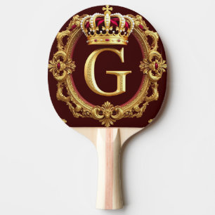 Luksuriös guldram med krönt monogram pingisracket