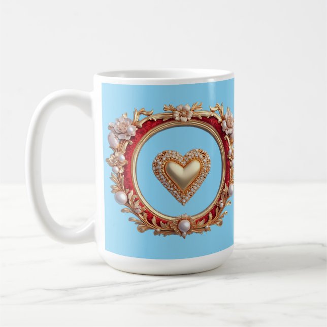 Luksuriös guldram med pärlor kaffemugg (Vänster)