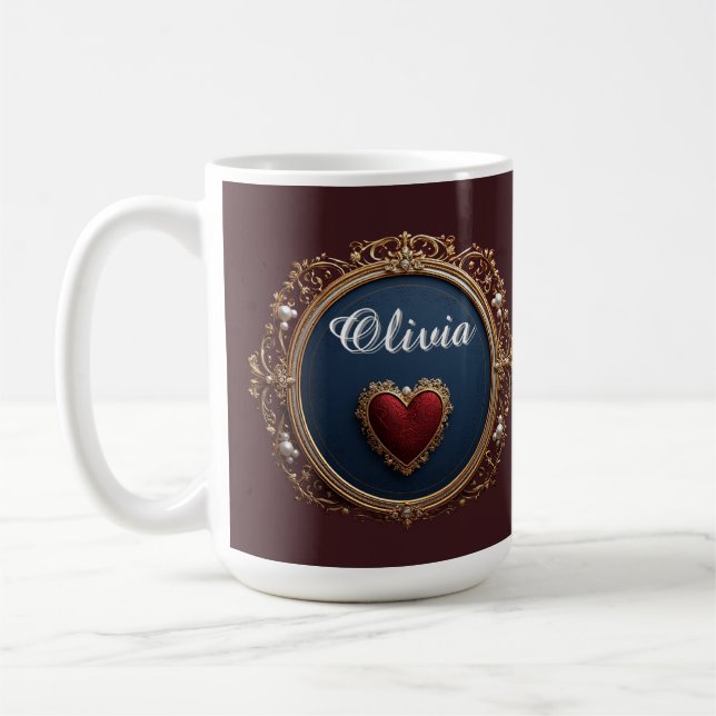 Luksuriös guldram med pärlor kaffemugg (Vänster)