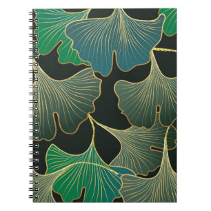 Luksuriös gyllene Ginkgo, vintagekonst. Anteckningsbok