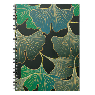 Luksuriös gyllene Ginkgo, vintagekonst. Anteckningsbok