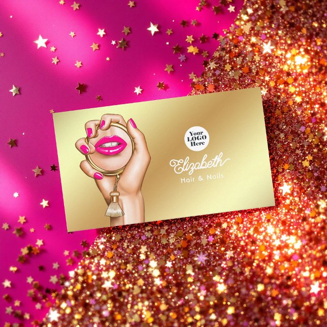 Luksuriös Rosa och Guld Glam Chic Visitkort (Luxurious Pink and Gold Glam Chic Business Card)