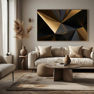 Luksuriös Svart Guld Abstrakt Geometrisk Poster