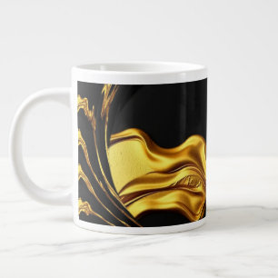 Luksuriös Virvel Flytande Guld Svart Monokrom Desi Jumbo Mugg