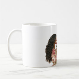 Lukta på rosorna svarta flicka kaffemugg