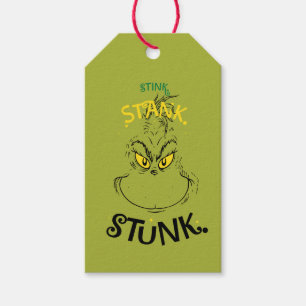 Luktade illa, stank, stinker herr Grinch Presentetikett