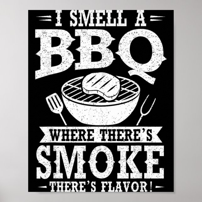 Luktar En Bbq Där Det Finns Röksmak Grill Poster (Framsidan)