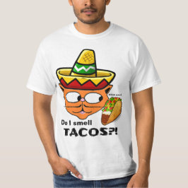 Luktar jag tacos?! Mexikansk Tecknad Katt Rolig T Shirt