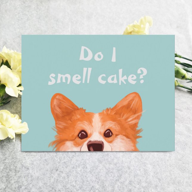 Luktar jag tårta Söt Corgi Födelsedags Kort (Skapare uppladdad)