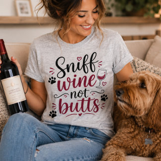 Luktar på vin inte fimpar rolig hundälskare t shirt
