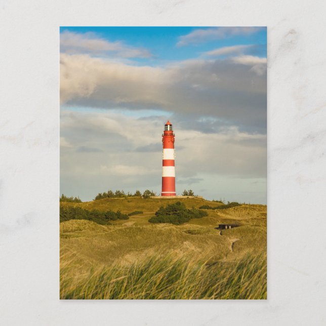 Luktfyr på Nordsjöön Amrum Vykort (Framsida)