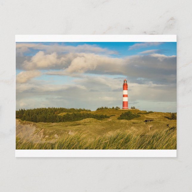 Luktfyr på Nordsjöön Amrum Vykort (Framsida)