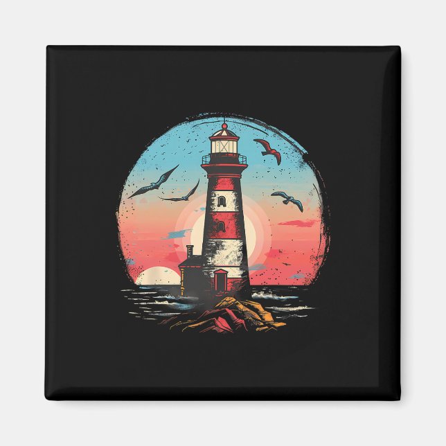 Luktfyr Seaside House Sailing Sea Boot Light Magnet (Framsidan)