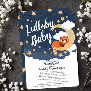 Lullaby Baby Red Panda Måne Baby Shower by Mail Inbjudningar