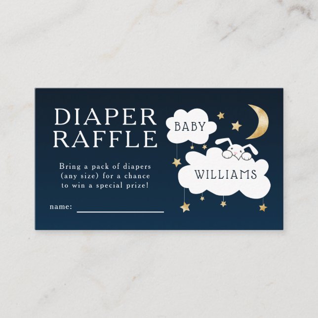 Lullaby Baby Shower Navy Diaper Raffle Biljett Tilläggskort (Framsida)