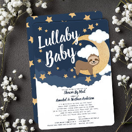 Lullaby Baby Sloth Måne Baby Shower efter post Inbjudningar
