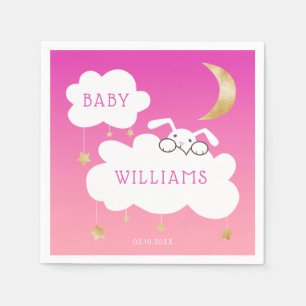 Lullaby Bunny Baby Shower Rosa Guld Pappersservett