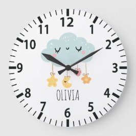 Lullaby Cloud Boho Nursery Wall Clock Stor Klocka