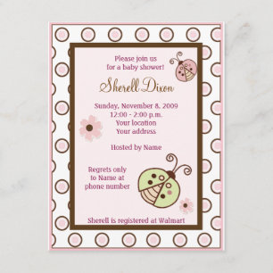 Lullabye Ladybug Mod Girly-inbjudningar till babyd Inbjudningar